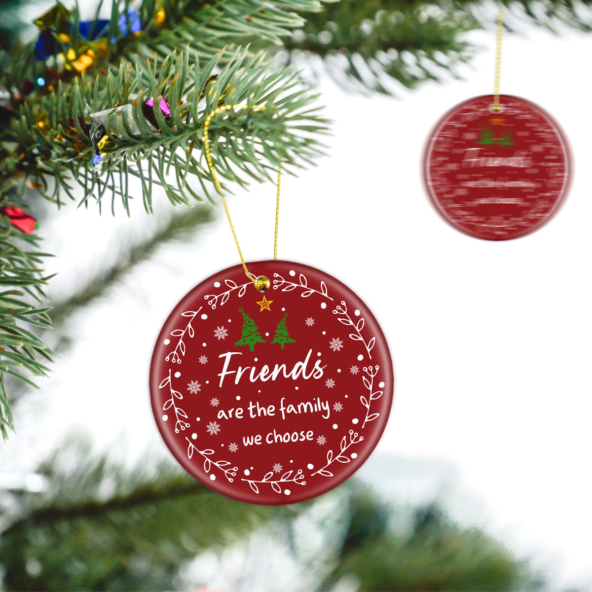 Friend Christmas Ornaments Gifts for Women Men - 3" Ceramic Christmas Tree Friendship Ornaments for Best Friends