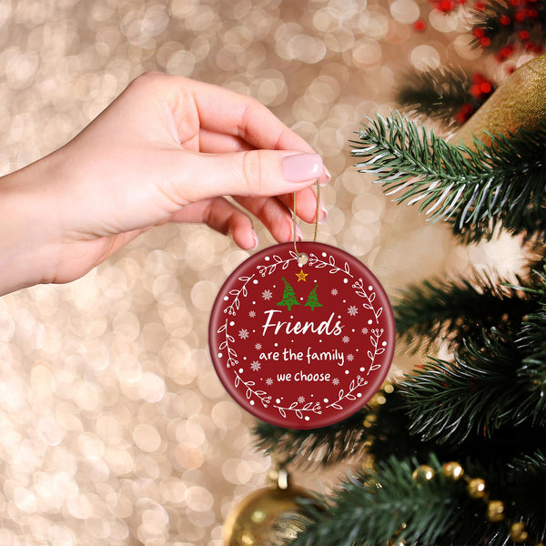 Friend Christmas Ornaments Gifts for Women Men - 3" Ceramic Christmas Tree Friendship Ornaments for Best Friends