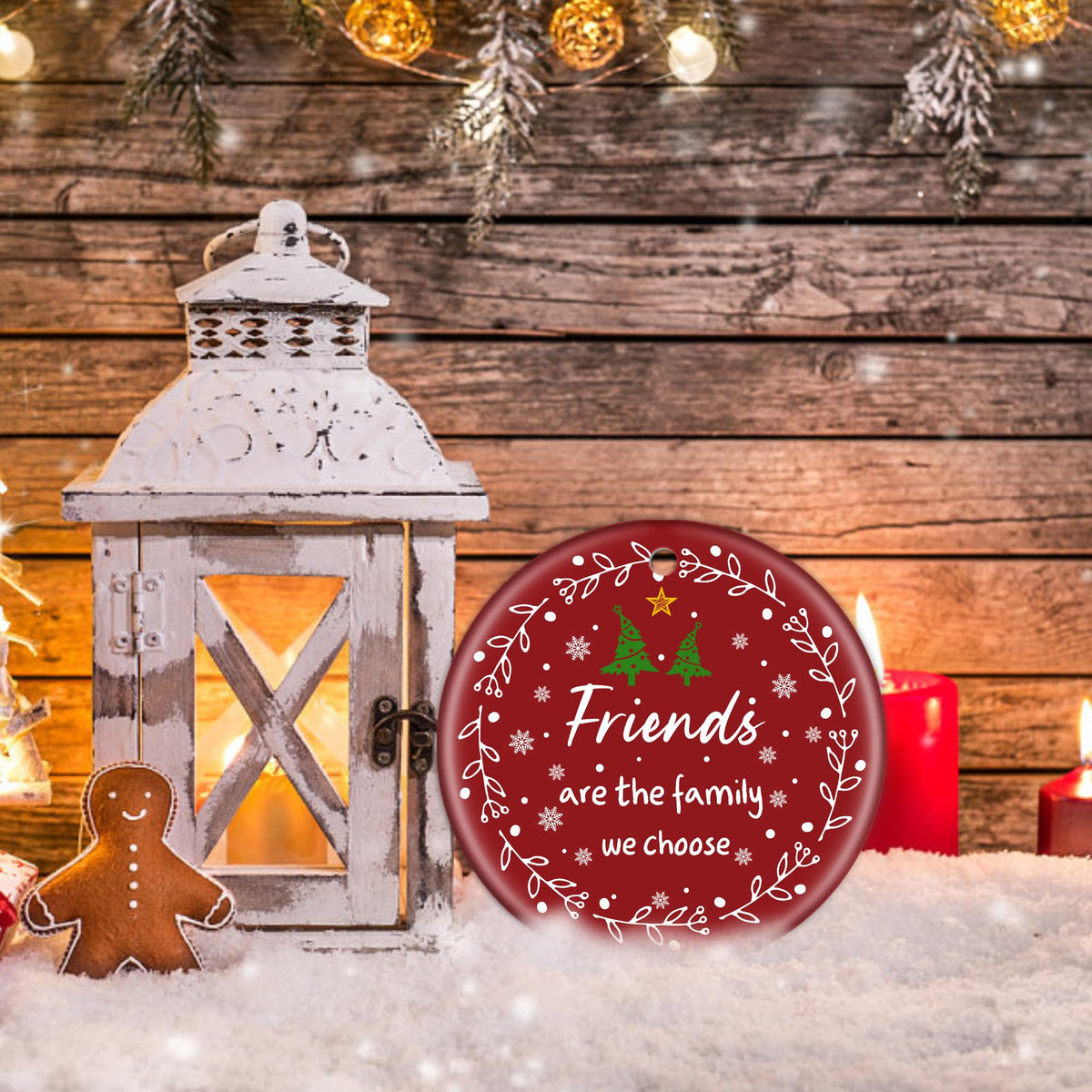 Friend Christmas Ornaments Gifts for Women Men - 3" Ceramic Christmas Tree Friendship Ornaments for Best Friends