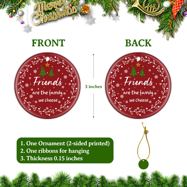 Friend Christmas Ornaments Gifts for Women Men - 3" Ceramic Christmas Tree Friendship Ornaments for Best Friends
