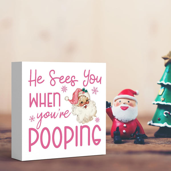 Funny Christmas Bathroom Decor, Pink Christmas Decoration, Funny Gift Decorations for Bathroom