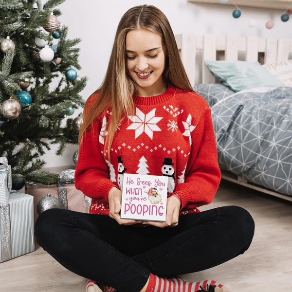 Funny Christmas Bathroom Decor, Pink Christmas Decoration, Funny Gift Decorations for Bathroom