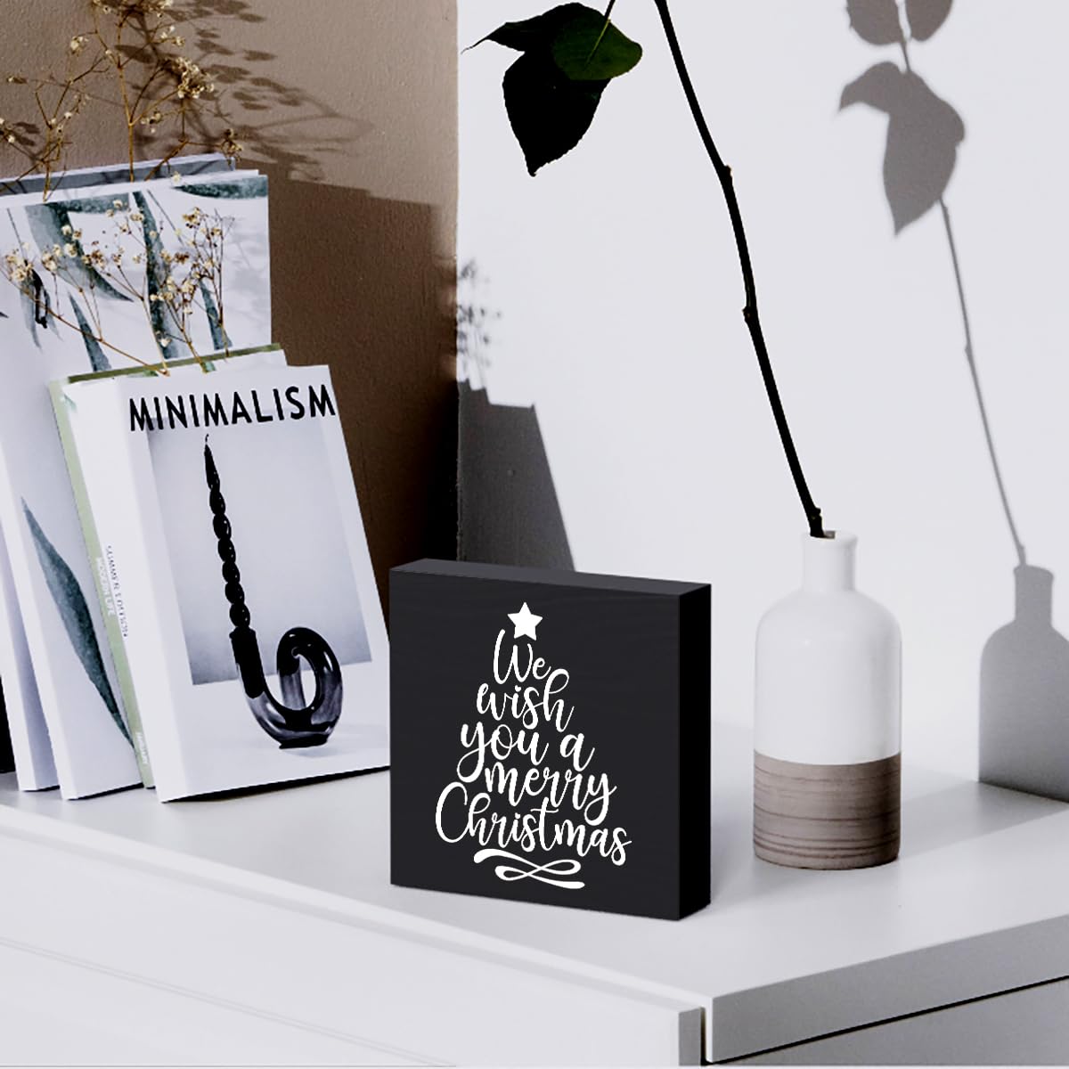 Funny Christmas Wooden Box Sign Plaque We Wish You a Merry Christmas Black