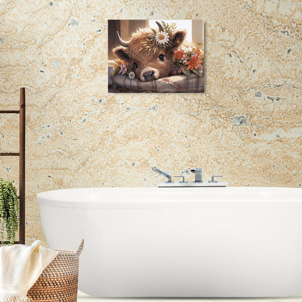 Cow Gifts Floral Farm Animals Canvas Wall Art Cute Cow Wall Decor Country Framed Posters Art Prints Artwork Pictures for Living Room