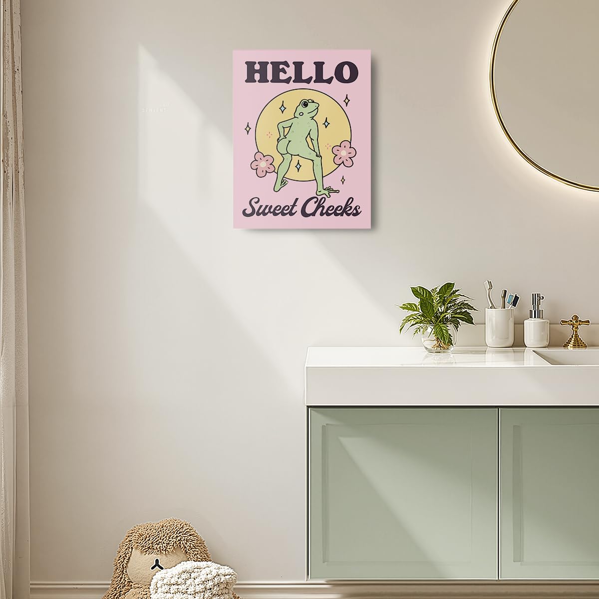 Self Love Pink Canvas Wall Art Framed Art Framed Funny Frog Girls Room Decor Wall Decor Frog Poster Artwork Canvas Prints