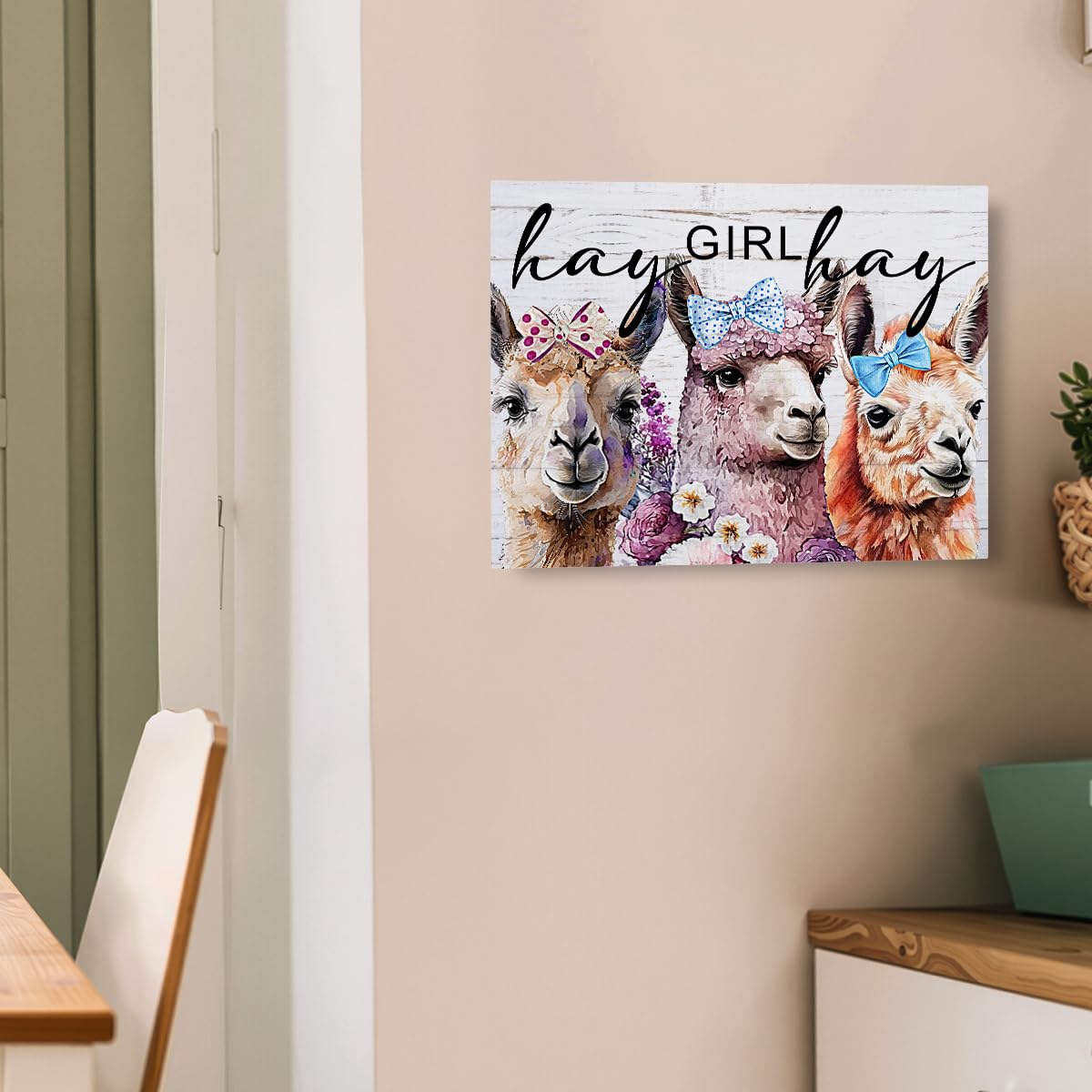 Farm Animals Flowers Llama Decor Canvas Wall Art Vintage Llama Gifts Wall Decor Framed Posters Art Prints Artwork Pictures for Home