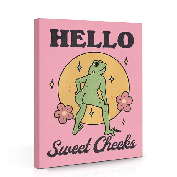 Self Love Pink Canvas Wall Art Framed Art Framed Funny Frog Girls Room Decor Wall Decor Frog Poster Artwork Canvas Prints