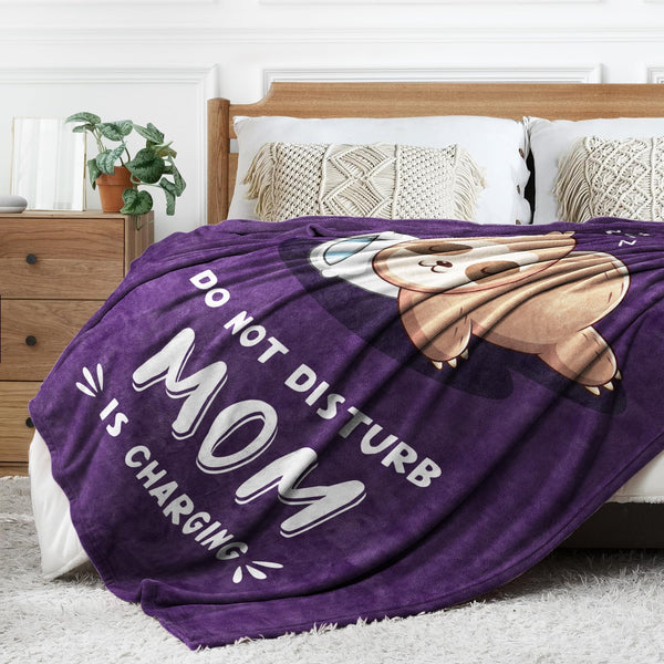 Funny Gifts for Mom Christmas, Mom is Charging Sloth Blanket, Birthday Gifts for Moms from Daguther Son