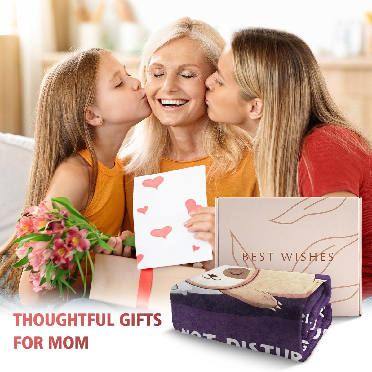 Funny Gifts for Mom Christmas, Mom is Charging Sloth Blanket, Birthday Gifts for Moms from Daguther Son