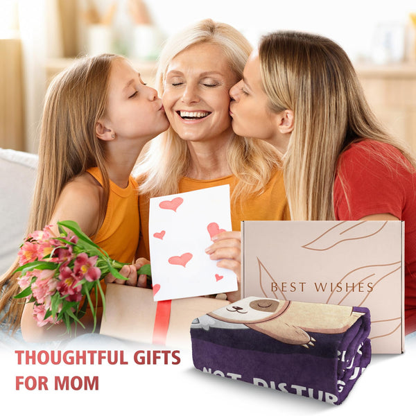 Funny Gifts for Mom Christmas, Mom is Charging Sloth Blanket, Birthday Gifts for Moms from Daguther Son