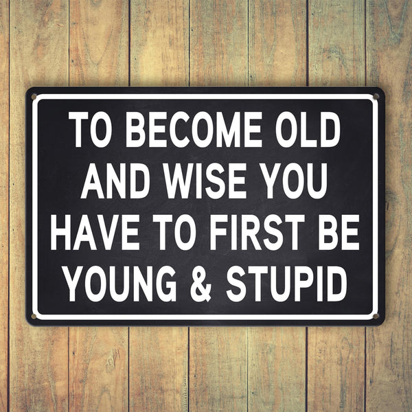 Funny Man Cave Signs Funny Sarcastic Men Metal Tin Sign Mancave Signs And Decor To Become Old And Wise