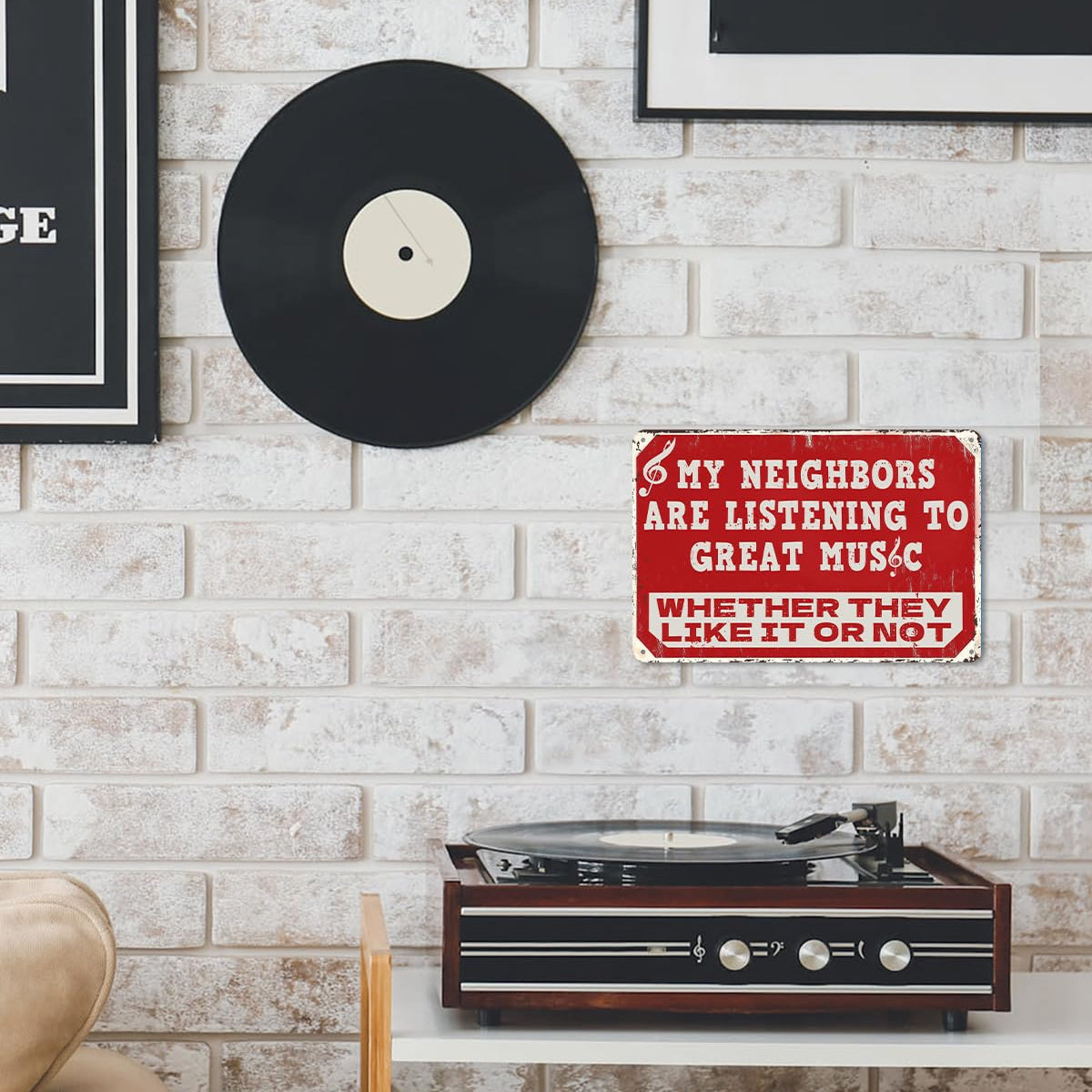 Funny Music Metal Sign - My Neighbors Listening to Great Music - 8x12 Inch