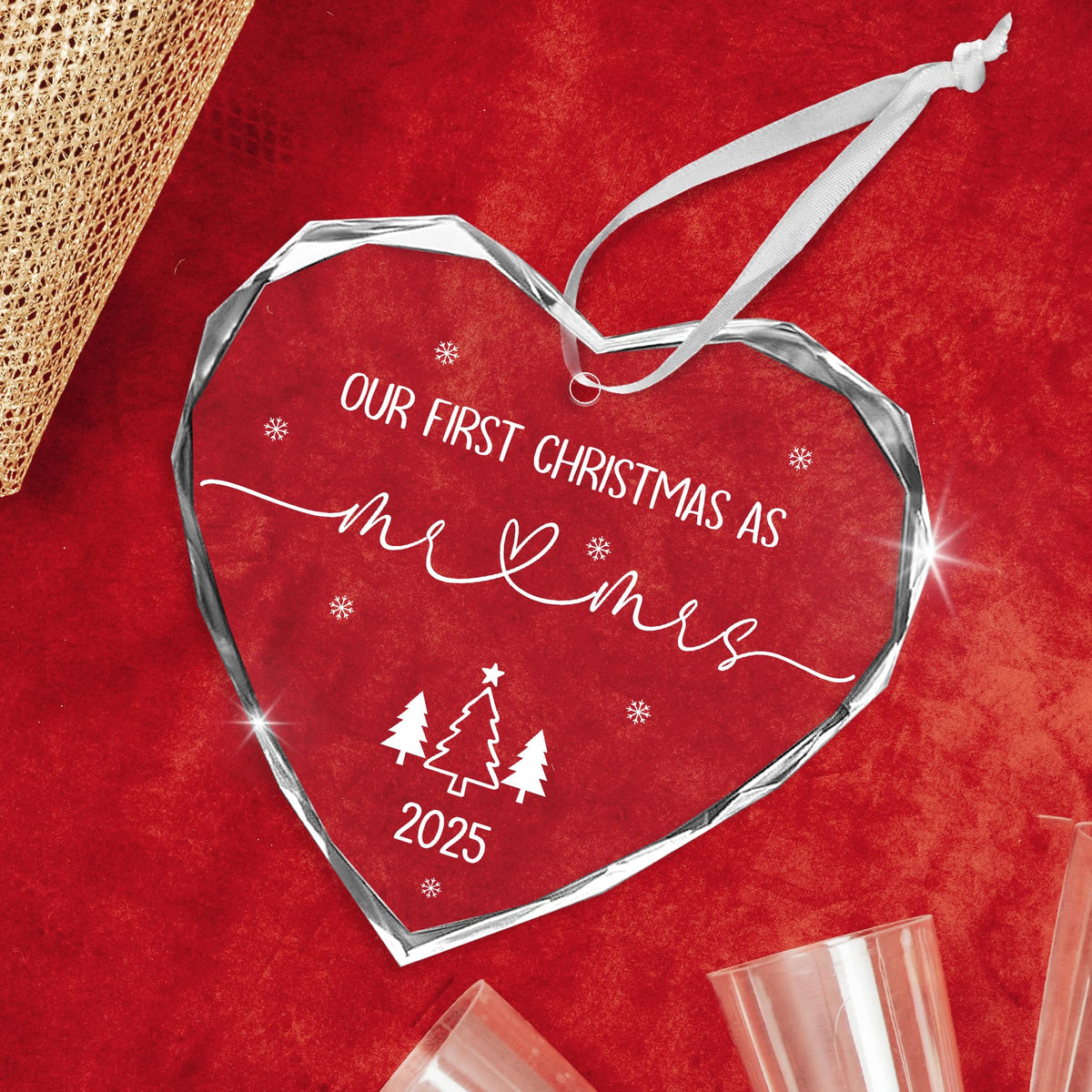 Christmas Wedding Gifts for Couples 2025 - Mr and Mrs - Bridal Shower Gifts for Newlywed Bride - Glass Christmas Birthday Ornaments 2025