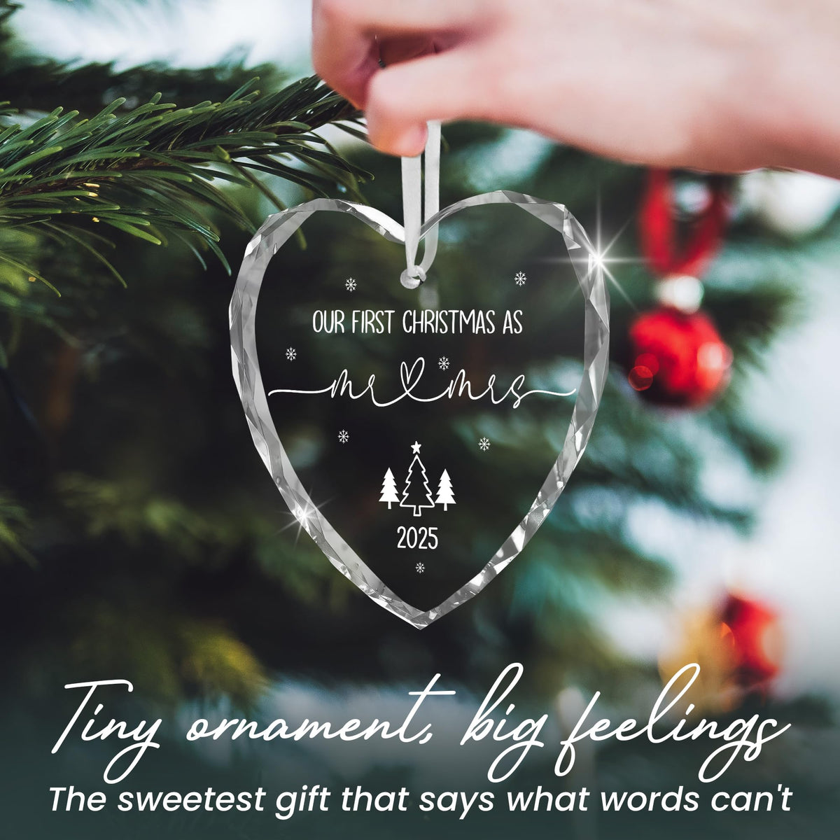 Christmas Wedding Gifts for Couples 2025 - Mr and Mrs - Bridal Shower Gifts for Newlywed Bride - Glass Christmas Birthday Ornaments 2025