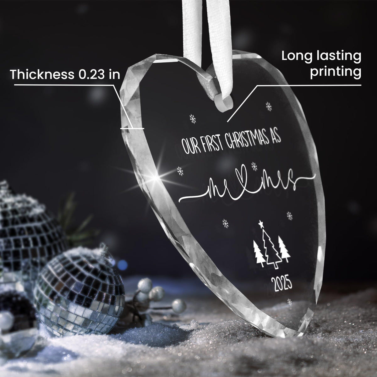 Christmas Wedding Gifts for Couples 2025 - Mr and Mrs - Bridal Shower Gifts for Newlywed Bride - Glass Christmas Birthday Ornaments 2025