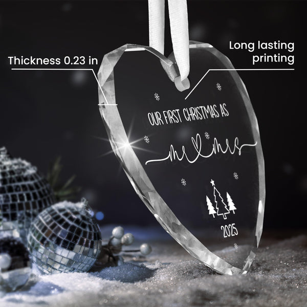 Christmas Wedding Gifts for Couples 2025 - Mr and Mrs - Bridal Shower Gifts for Newlywed Bride - Glass Christmas Birthday Ornaments 2025