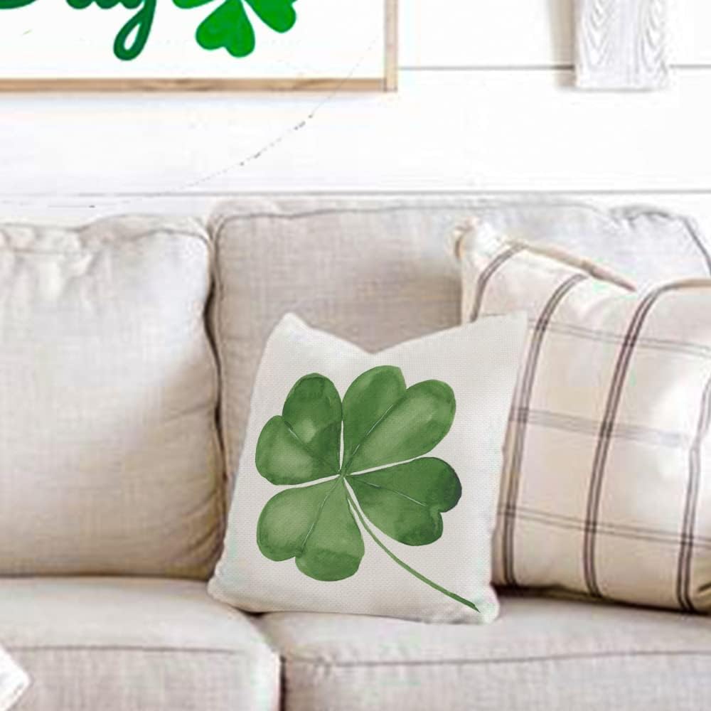 St Patricks Day Pillow Covers 18x18 Set of 4 St Patricks Day Decorations for Home Shamrock Lucky