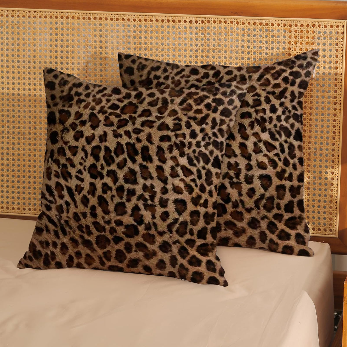 Cheetah Pillow Covers 18x18 Inch Set of 2 Leopard Brown Throw Pillows Animal Skin Print Pillow Cases