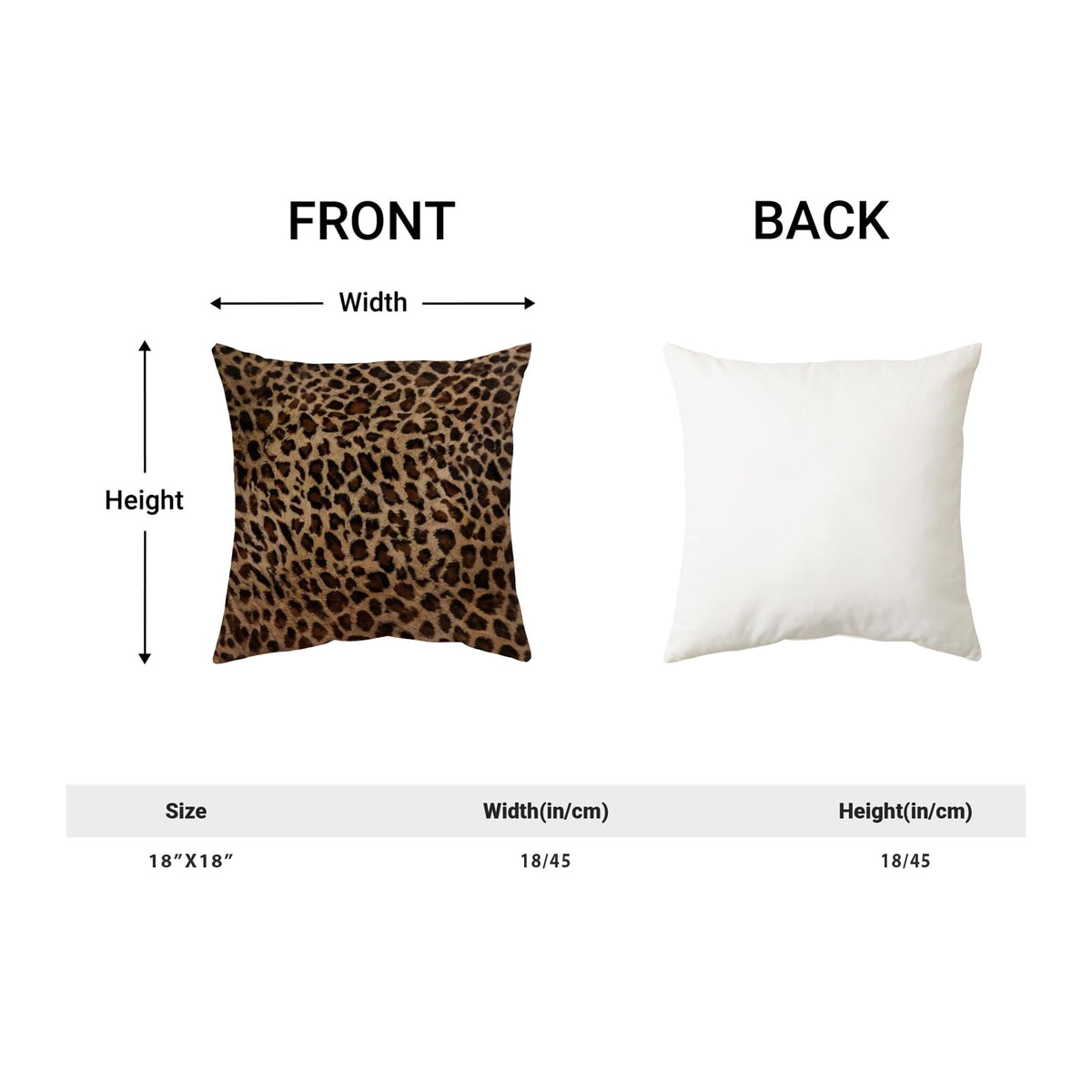 Cheetah Pillow Covers 18x18 Inch Set of 2 Leopard Brown Throw Pillows Animal Skin Print Pillow Cases