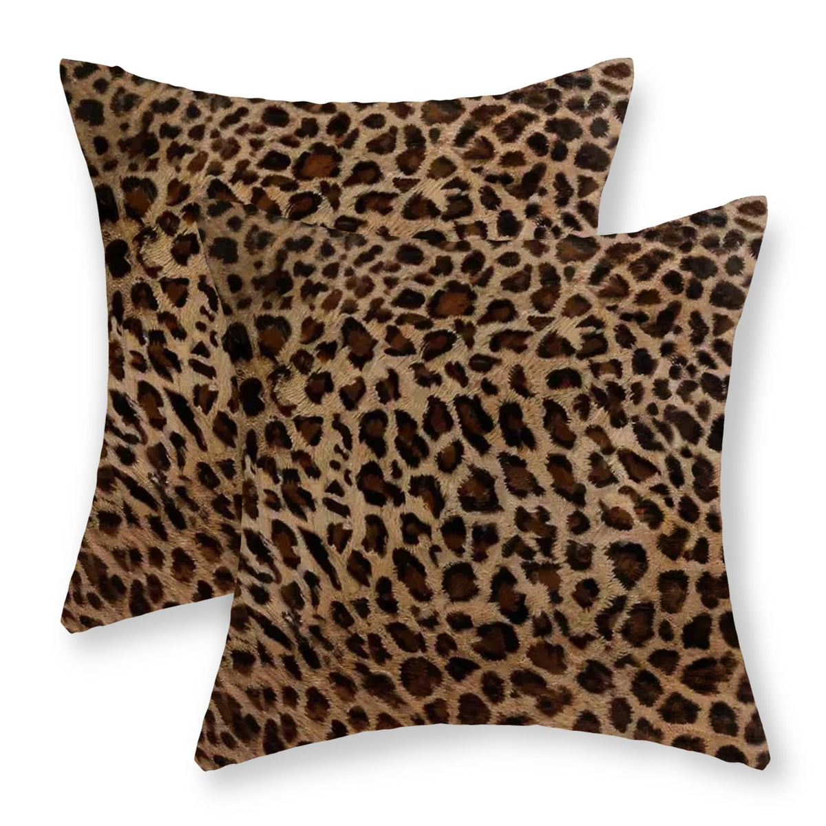 Cheetah Pillow Covers 18x18 Inch Set of 2 Leopard Brown Throw Pillows Animal Skin Print Pillow Cases