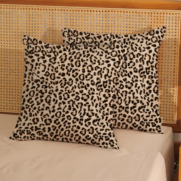 Leopard Pillow Covers 18x18 Inch Set of 2 Beige Brown Cheetah Throw Pillows Skin Animal Print