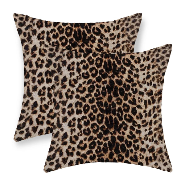 Leopard Pillow Covers 18x18 Inch Set of 2 Cheetah Brown Throw Pillows Skin Animal Print Pillow Cases