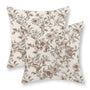 Brown Pillow Covers 18x18 Set of 2 Brown and Cream Floral Chinoiserie Throw Pillows Vintage