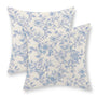 Baby Blue Pillow Covers 18x18 Set of 2 Blue and Cream Toile Floral Chinoiserie Throw Pillows
