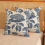 Blue Pillow Covers 18x18 Set of 2 Vintage Boho Floral Hydrangea Herbs Botanical