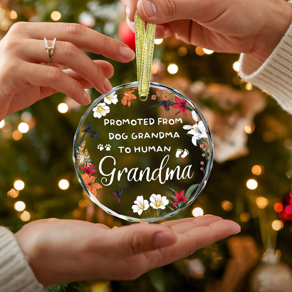 New Grandma Ornament - Promoted from Dog Grandma - New Grandmother Gift - Baby Annoucement Gift