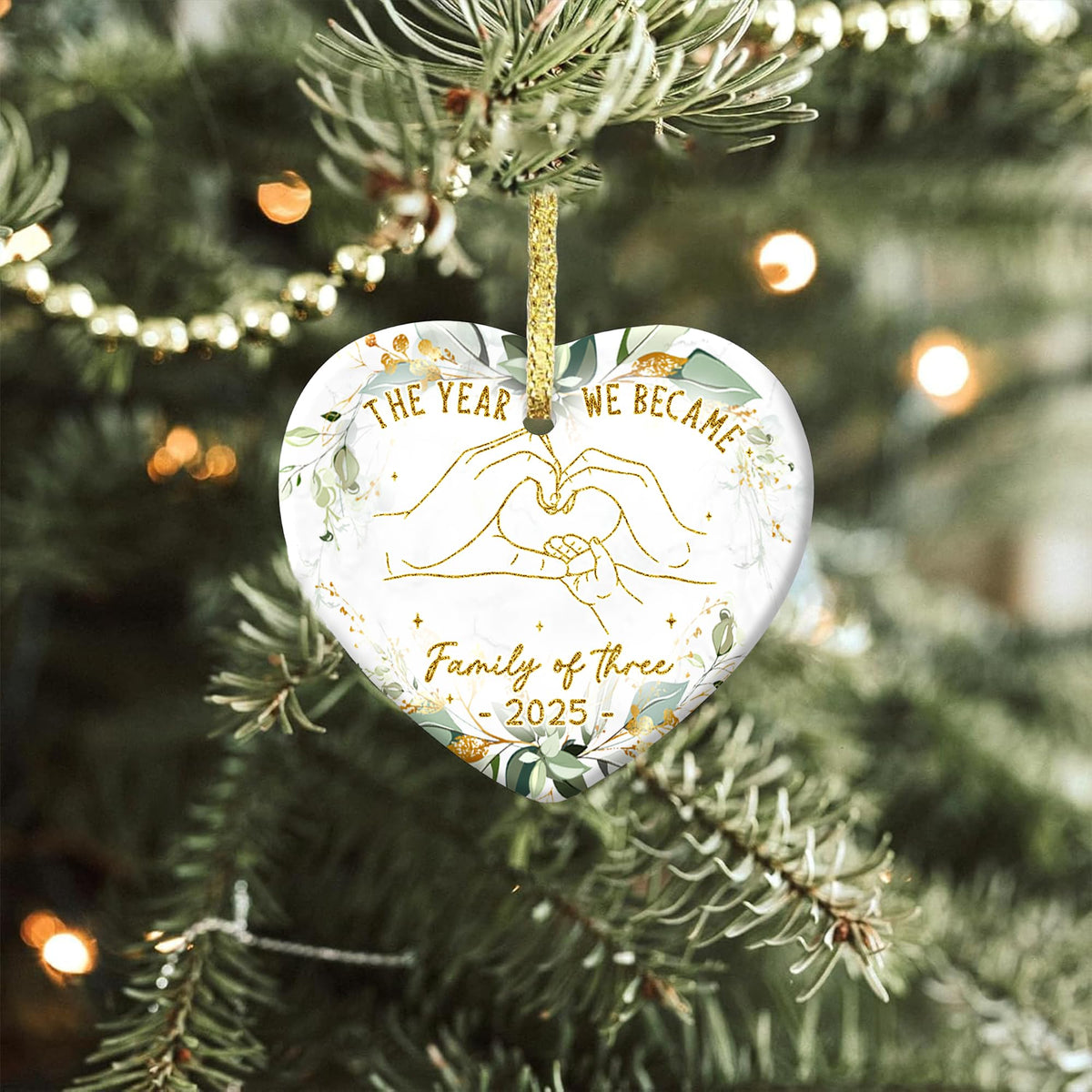 Baby First Christmas Ornament 2025 - The Year We Became Family of 3
