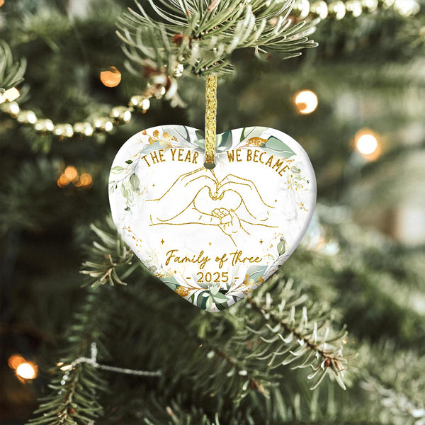 Baby First Christmas Ornament 2025 - The Year We Became Family of 3