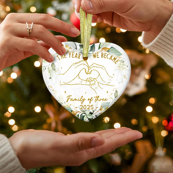 Baby First Christmas Ornament 2025 - The Year We Became Family of 3