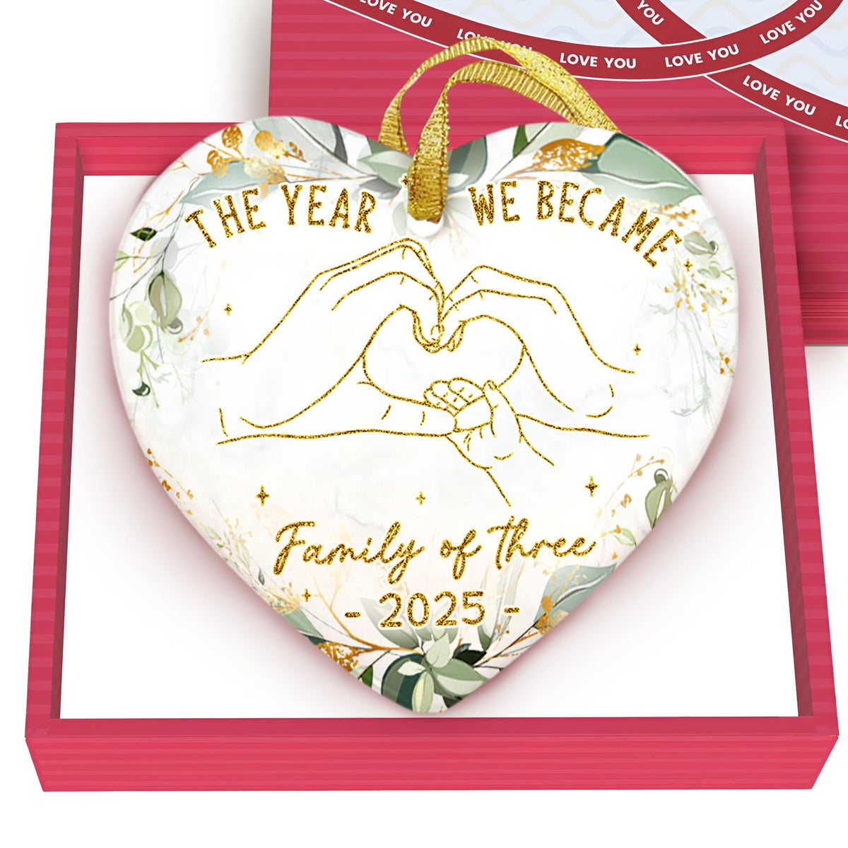 Baby First Christmas Ornament 2025 - The Year We Became Family of 3