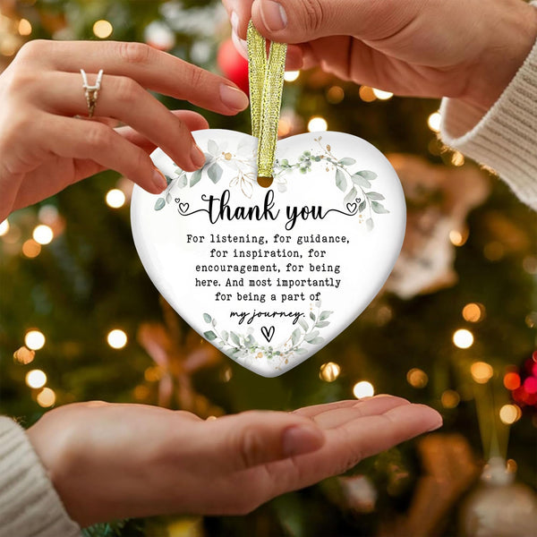 Heart-Shaped Thank You Ornament - Thank You Gift for Women - Christmas, Appreciation Gift for Teacher