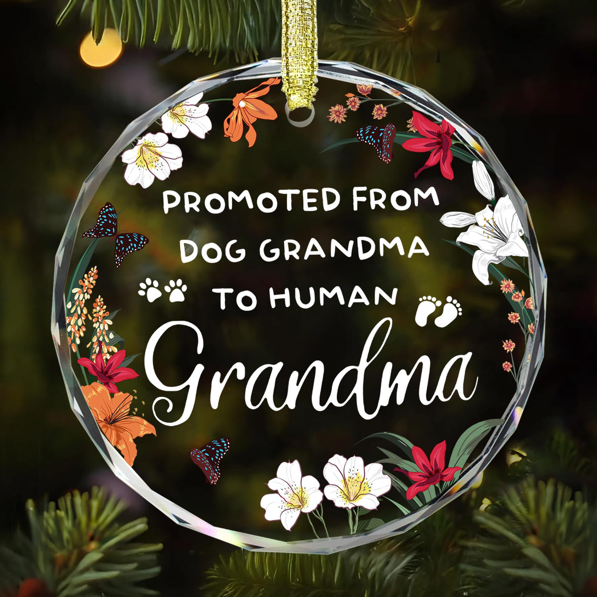 New Grandma Ornament - Promoted from Dog Grandma - New Grandmother Gift - Baby Annoucement Gift