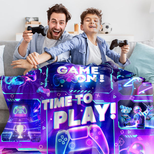 Gaming Blanket for Boys and Girls - Gamer Gift for Men and Women, Soft Game Decor for Room