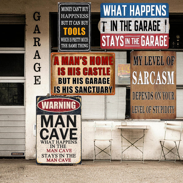 Garage Signs Funny Man Cave Tin Sign Mancave Decor For Men What Happens In The Garage Stays In The Garage