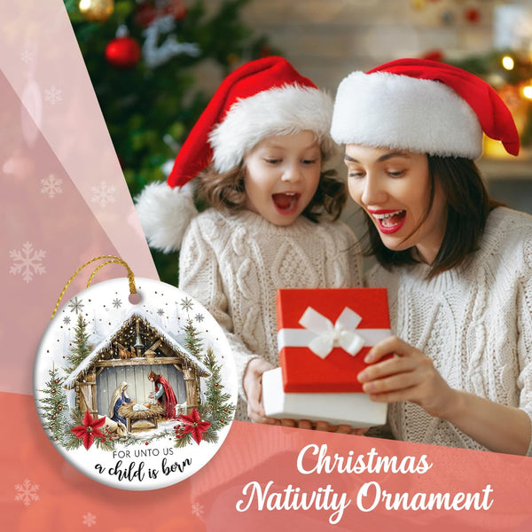 Christmas Nativity Scene - Religious Christmas Ornaments 2025, Jesus for Tree Decorations, Gifts for Christian Women, Ceramic Christian