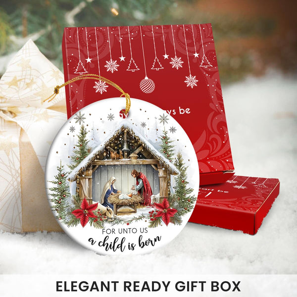 Christmas Nativity Scene - Religious Christmas Ornaments 2025, Jesus for Tree Decorations, Gifts for Christian Women, Ceramic Christian