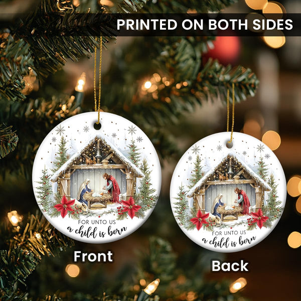 Christmas Nativity Scene - Religious Christmas Ornaments 2025, Jesus for Tree Decorations, Gifts for Christian Women, Ceramic Christian