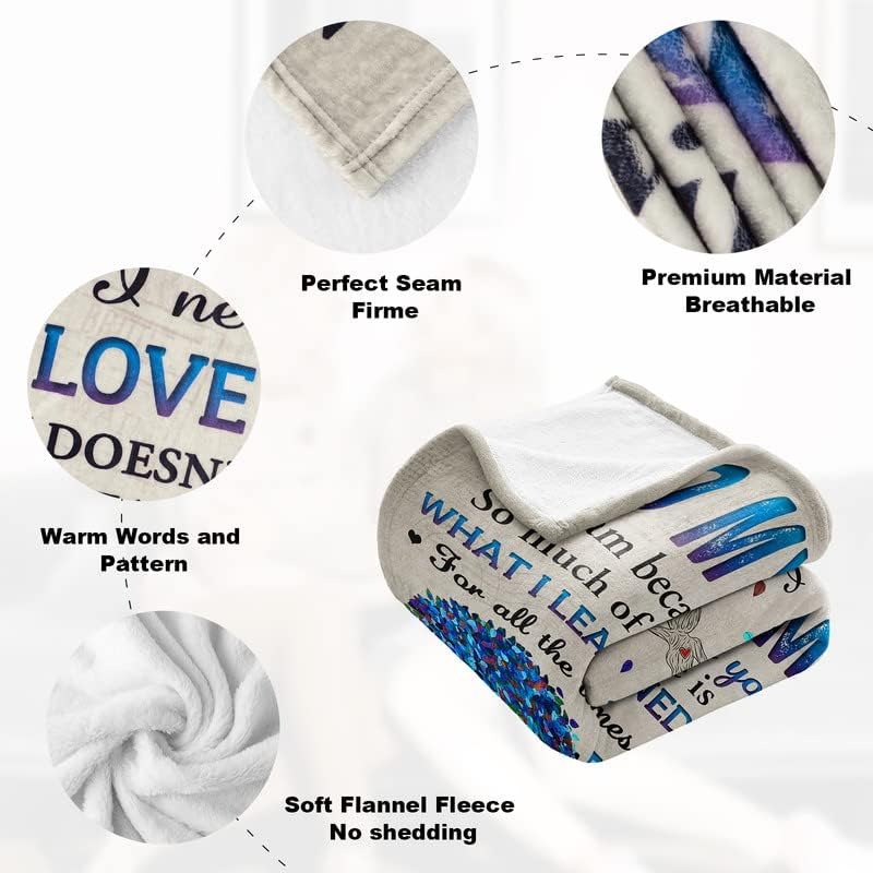 Gifts for Mom from Son, Romantic Birthday Gifts from Son to My Mom Flannel Blanket for Mama
