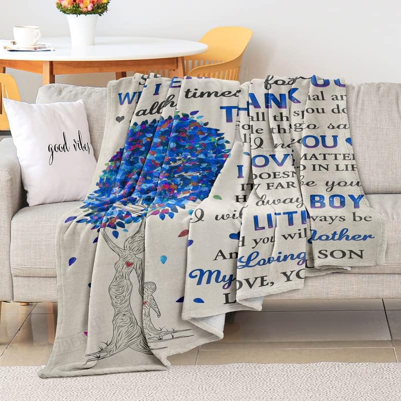 Gifts for Mom from Son, Romantic Birthday Gifts from Son to My Mom Flannel Blanket for Mama