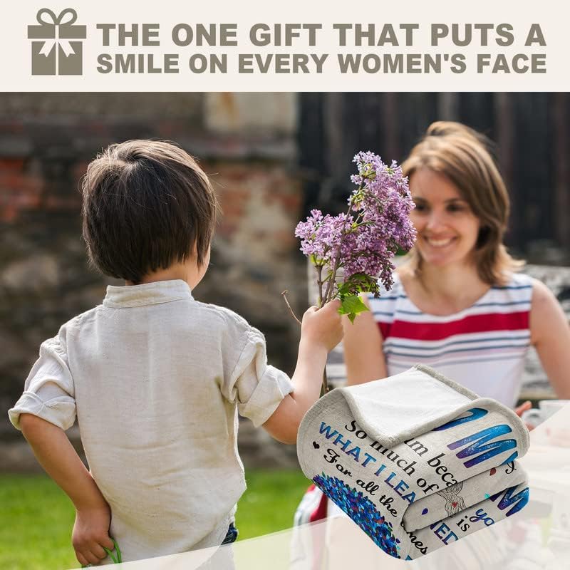 Gifts for Mom from Son, Romantic Birthday Gifts from Son to My Mom Flannel Blanket for Mama