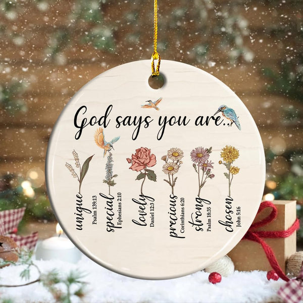 God Say You are Bible Verse and Prayers Christmas Ornaments