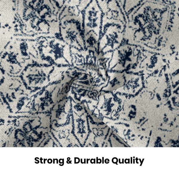 Boho Pillow Covers 18x18 Set of 2, Ethnic Design Decorative Throw Pillows Linen Blue Carpet