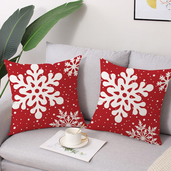 Green Christmas Pillow Covers 18x18 Inch Set of 2 Snowflakes Velvet Square