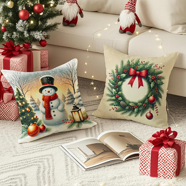 4pcs Christmas Pillow Covers 18x18 Inch Red Pillow Covers Xmas Decorations Buffalo Tree Truck (Copy)