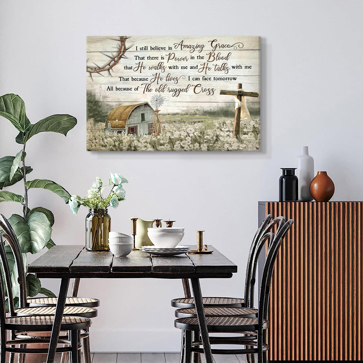 Christian Wall Art Barn Windmill Canvas Wall Decor Religious Wall Art I Still Believe In Amazing Grace Picture Print