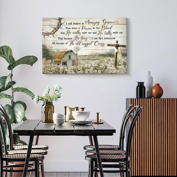 Christian Wall Art Barn Windmill Canvas Wall Decor Religious Wall Art I Still Believe In Amazing Grace Picture Print